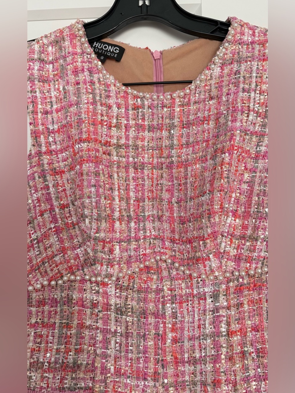 Huong boutique ❤️ A-line dress with pearl neckline size S - Picture 3 of 4
